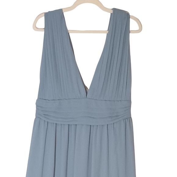 NEW Lulus Heavenly Hues Light Blue Maxi Dress XL High Slit Plunging Double V - Picture 4 of 14
